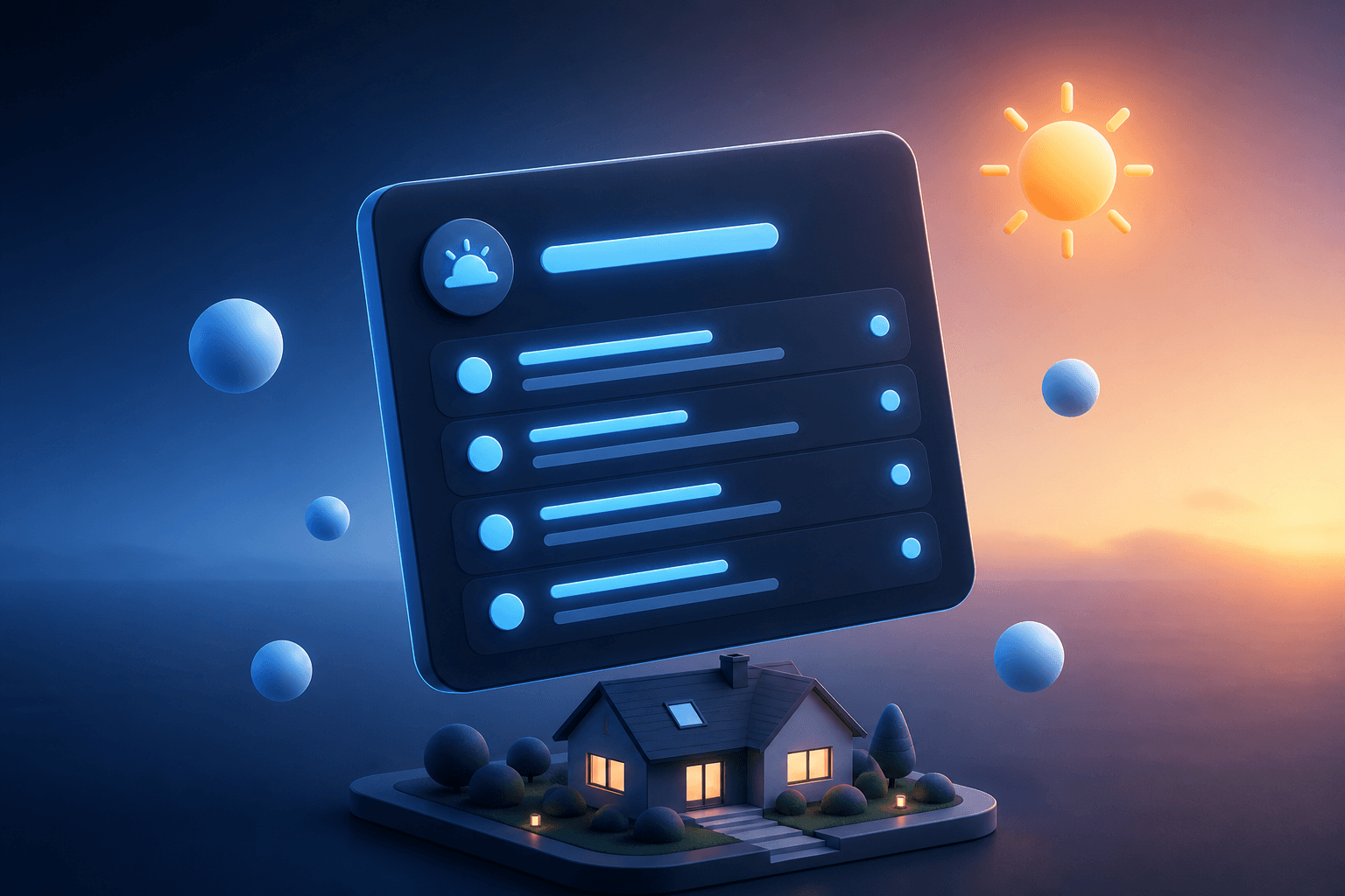 Morning home briefing with maintenance, air quality, document, and weather updates