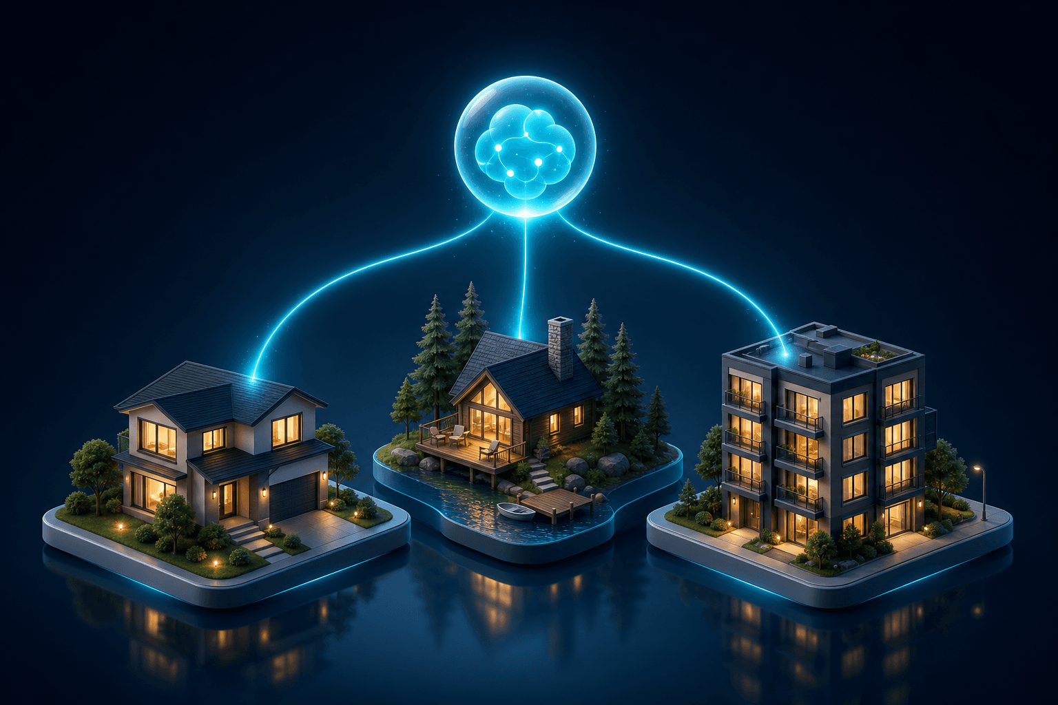 Multiple property cards connected to one central Dib property brain